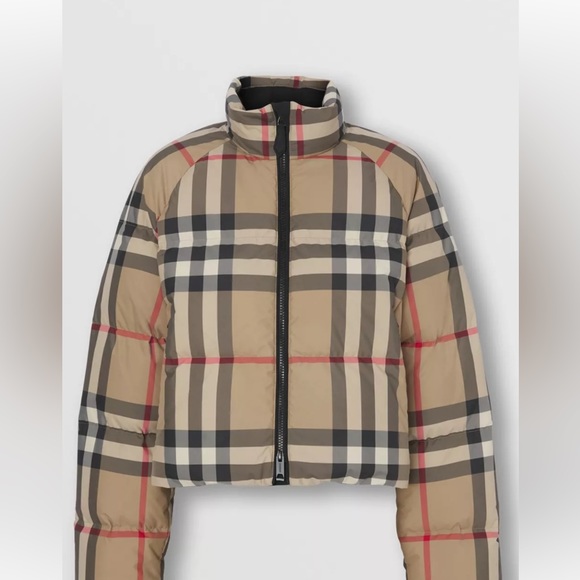Burberry Check Cropped Puffer Jacket - Picture 1 of 5